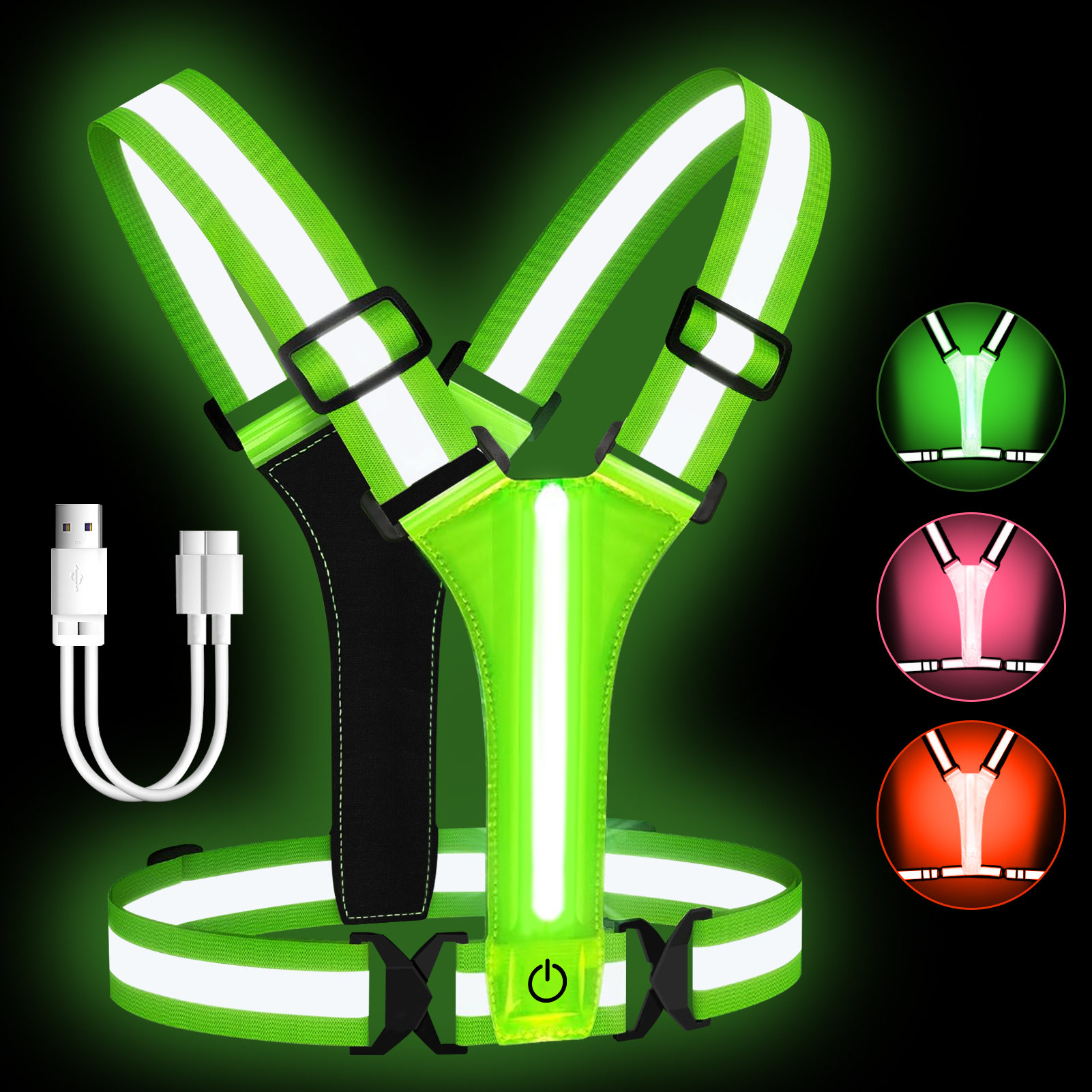 Adjustable LED Reflective Vest - Running Gear Essential recension och pris