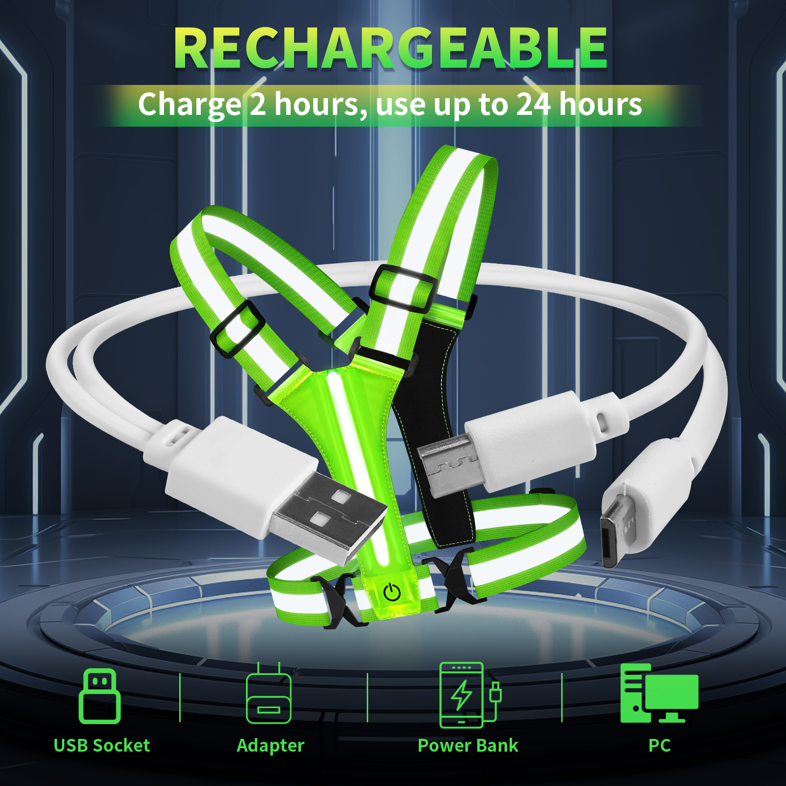 Adjustable LED Reflective Vest - Running Gear Essential recension och pris