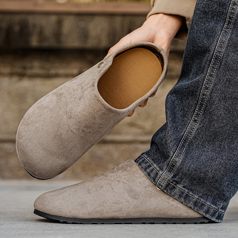 Men Suede Leather Slippers Mul - Insole Arch Support recension och pris