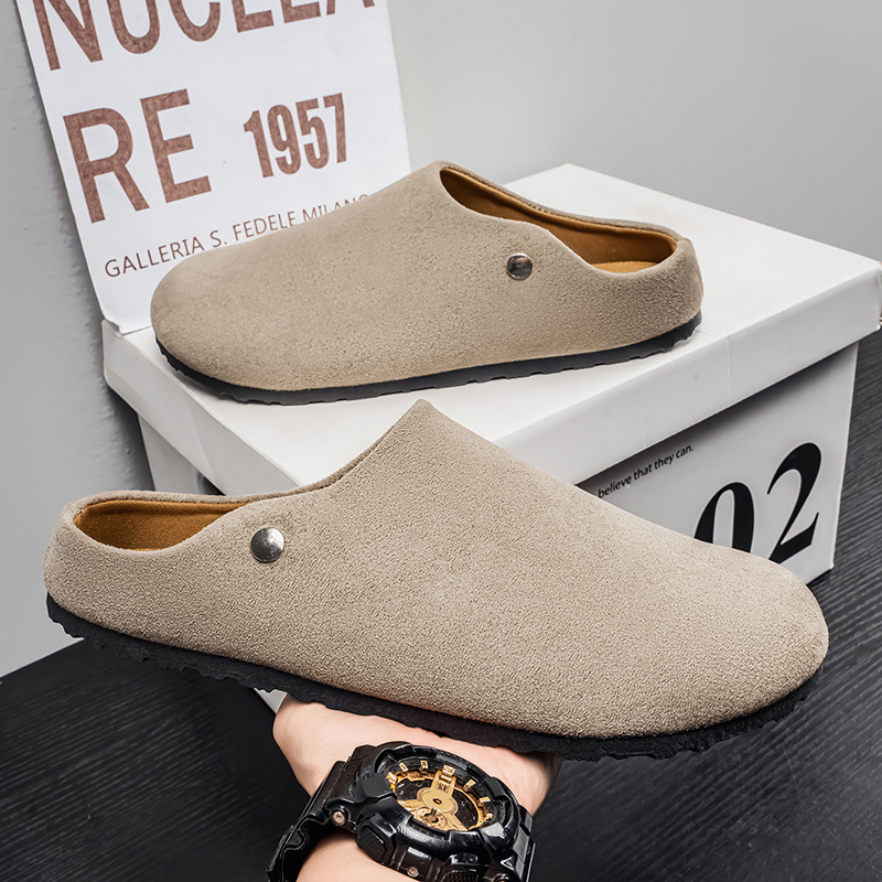 Men Suede Leather Slippers Mul - Insole Arch Support recension och pris