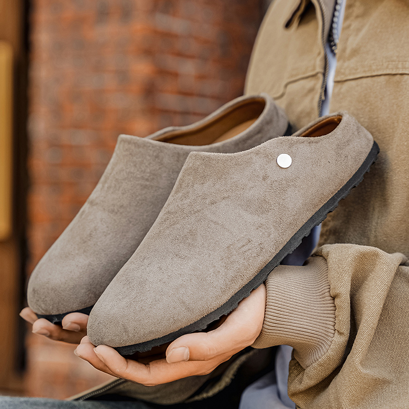 Men Suede Leather Slippers Mul - Insole Arch Support recension och pris