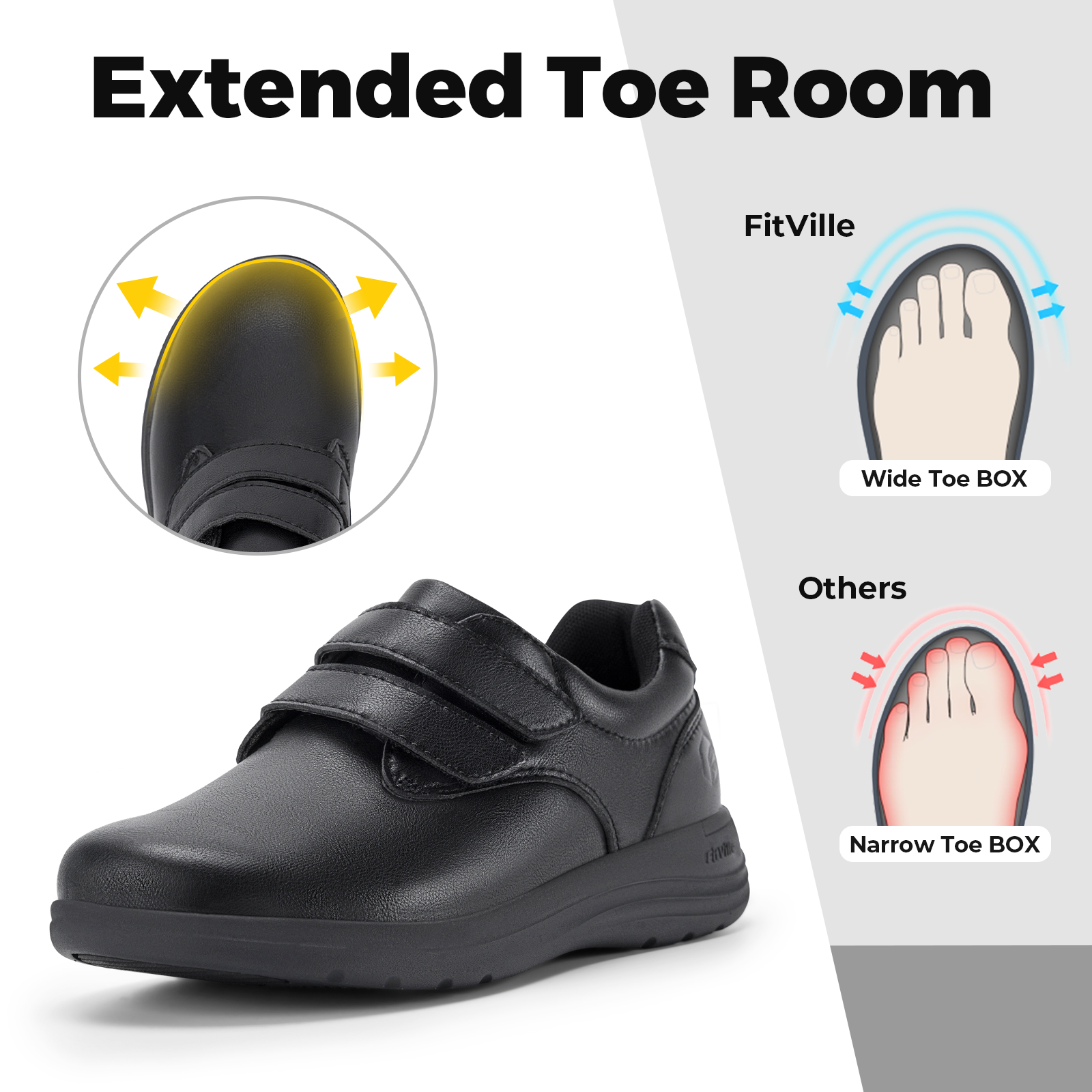 FitVille Leather Women's Shoes - Insole Arch Support recension och pris